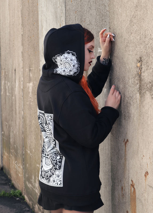 HOODIE FLOWLER OF LIFE BLACK UNI