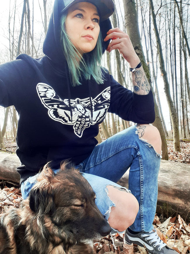 HOODIE MOTH BLACK UNI