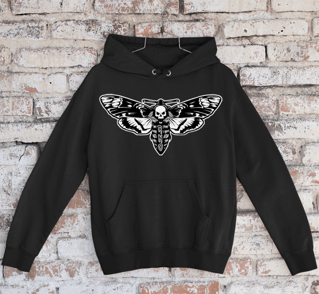 HOODIE MOTH BLACK UNI