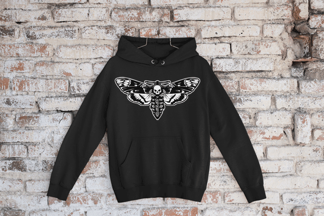 HOODIE MOTH BLACK UNI