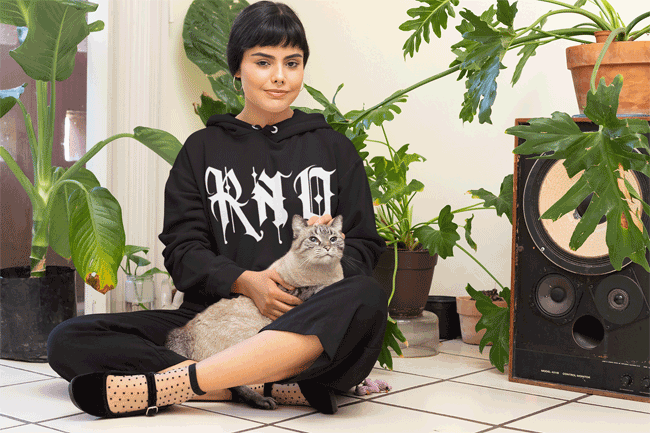 HOODIE RNO FONT NEW STYLE BLACK