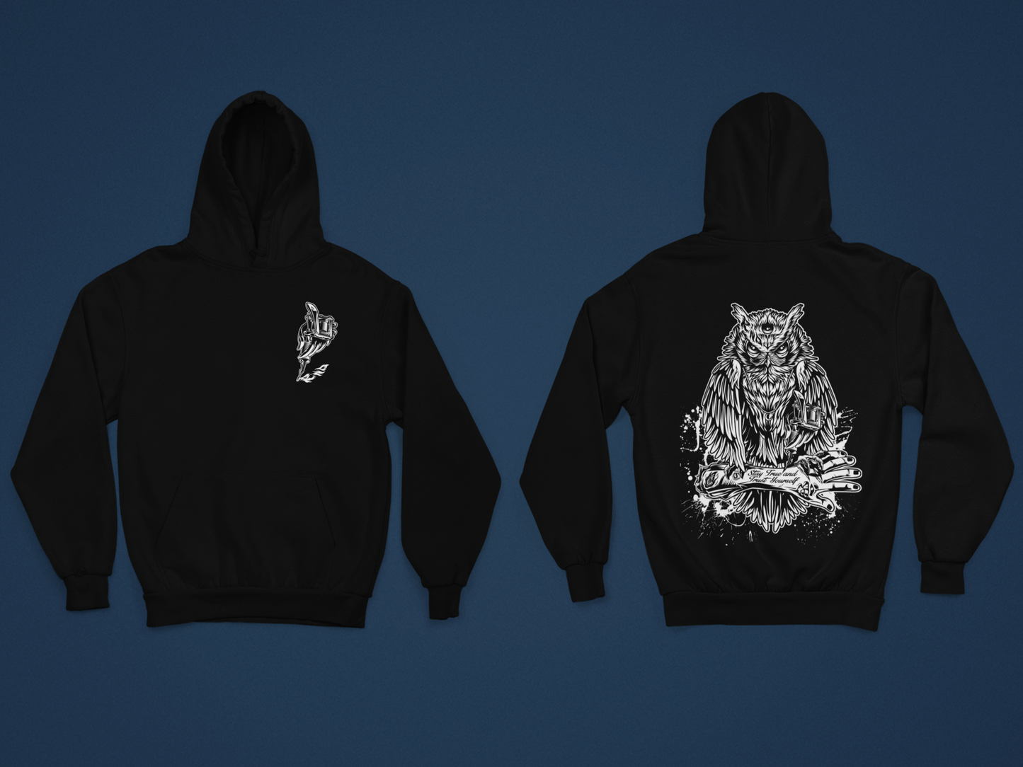 HOODIE TATTOOOWL BLACK UNI