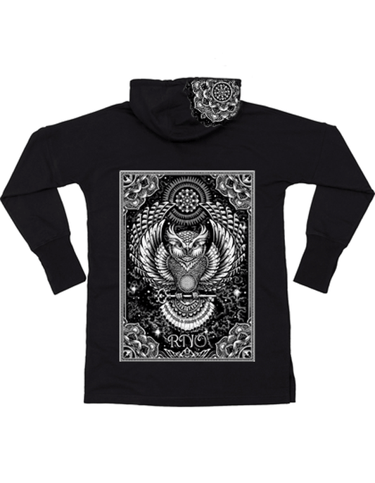 RNO HOODIEDRESS FLOWLER OF LIFE LADY BLACK