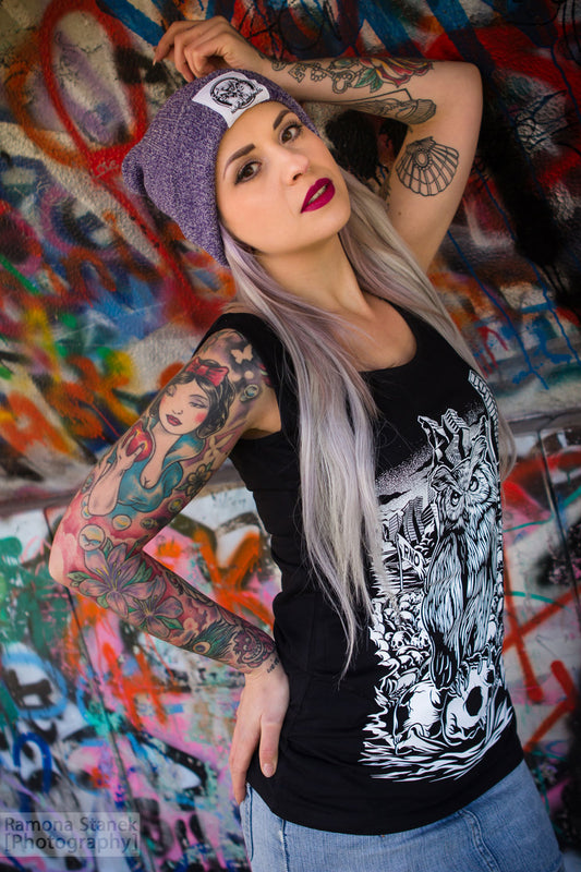 TANKSHIRT LONG APOWLCALYPSE LADY BLACK