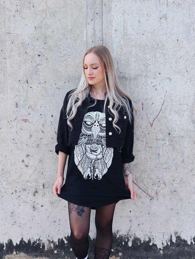 KLEID ROSE-OWL LOOSE FIT LADY BLACK