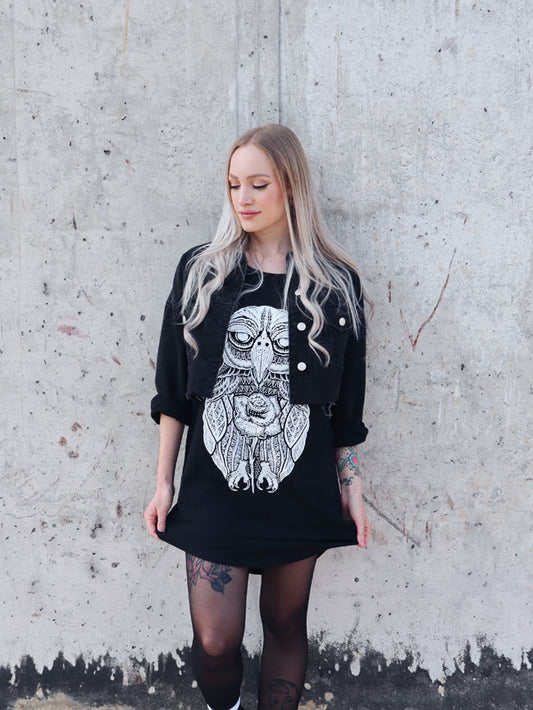 KLEID ROSE-OWL LOOSE FIT LADY BLACK