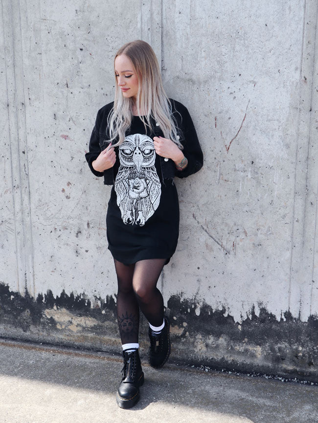 KLEID ROSE-OWL LOOSE FIT LADY BLACK