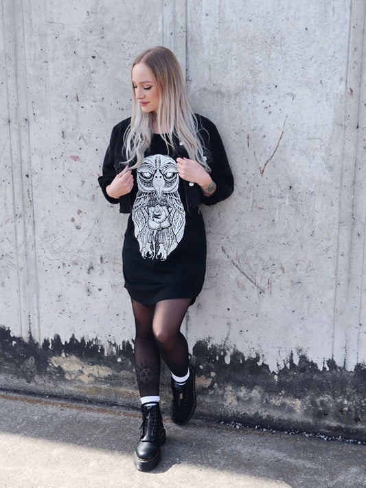 KLEID ROSE-OWL LOOSE FIT LADY BLACK