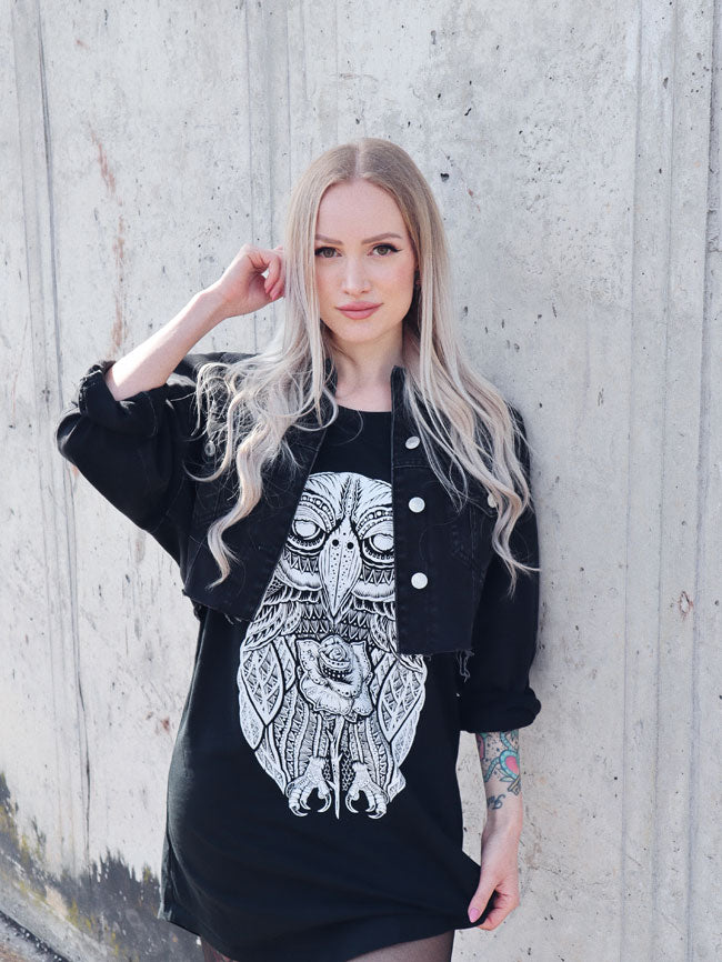 KLEID ROSE-OWL LOOSE FIT LADY BLACK