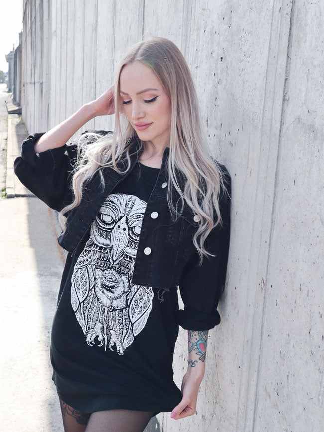 KLEID ROSE-OWL LOOSE FIT LADY BLACK