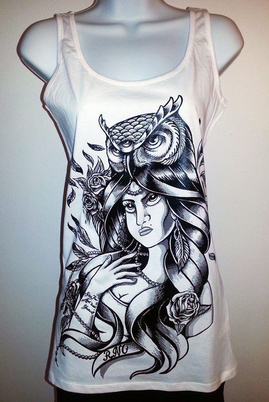 TANKSHIRT LONG MRSLADYOWL LADY WHITE
