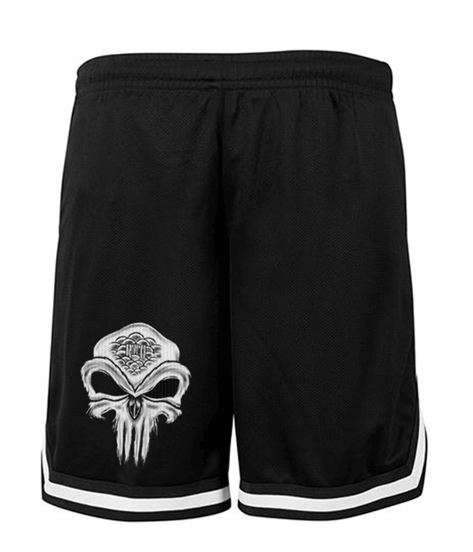 MESH SHORT OWLISHER SKULL BLACK WHITE