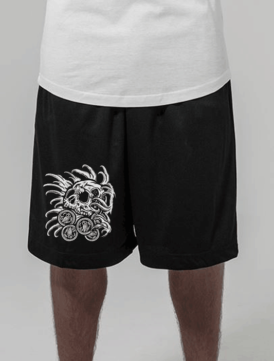 MESH SHORT SKULLNCOINS BLACK BLACK