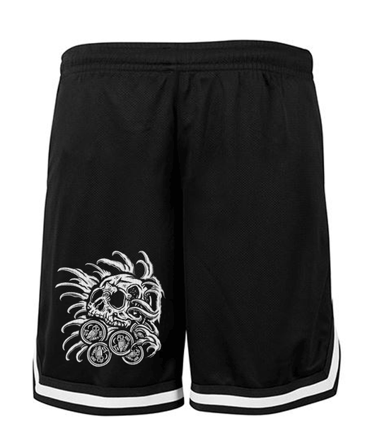 MESH SHORT SKULLNCOINS BLACK WHITE