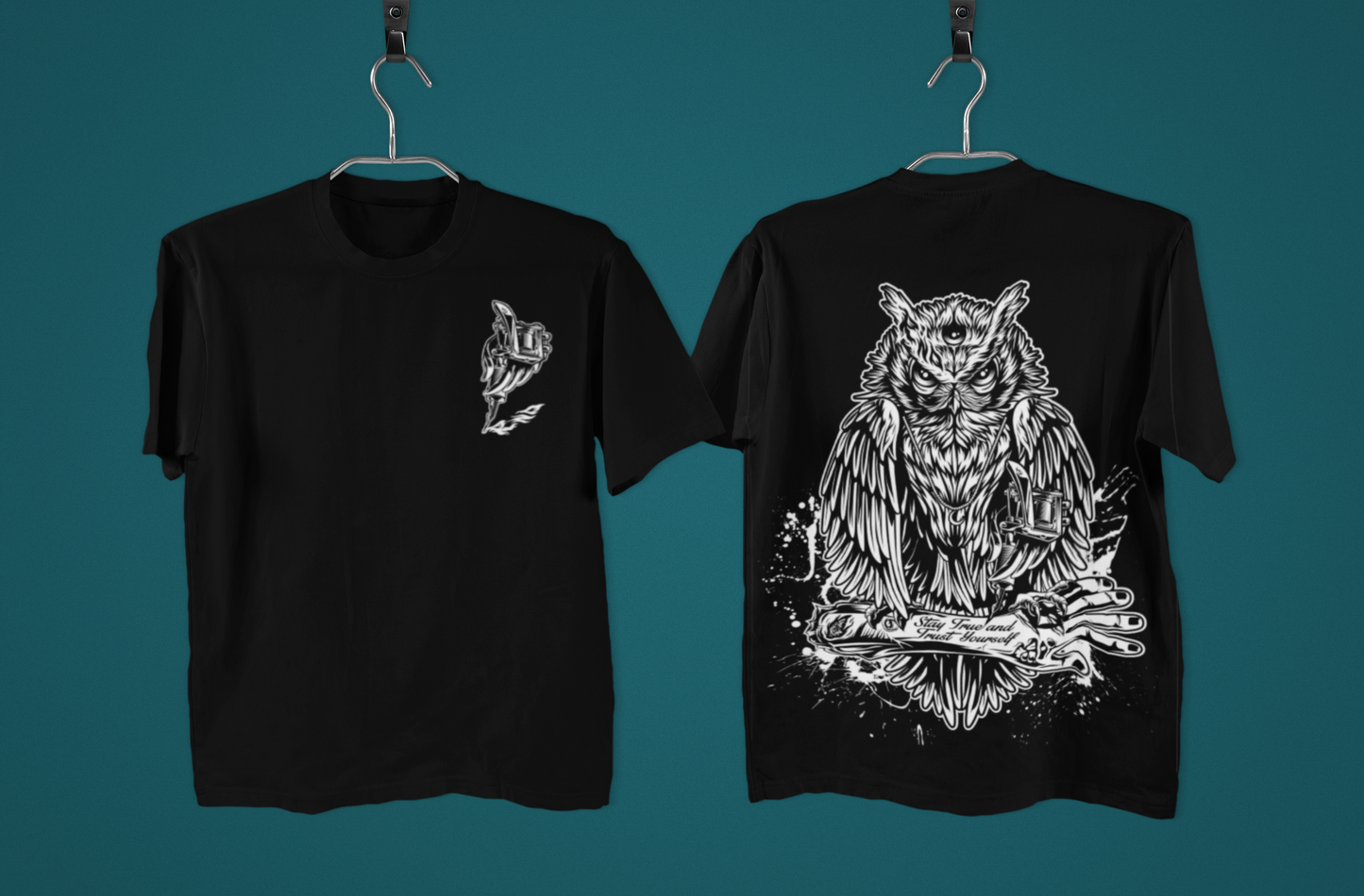 T-SHIRT POCKET TATTOOOWL UNI BLACK