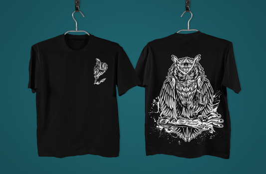 T-SHIRT POCKET TATTOOOWL UNI BLACK