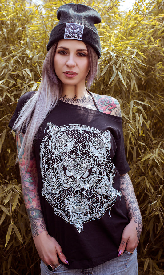 T-SHIRT PIZZA LADIES BLACK