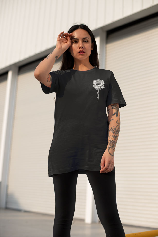 T-SHIRT POCKET ROSEOWL UNI BLACK