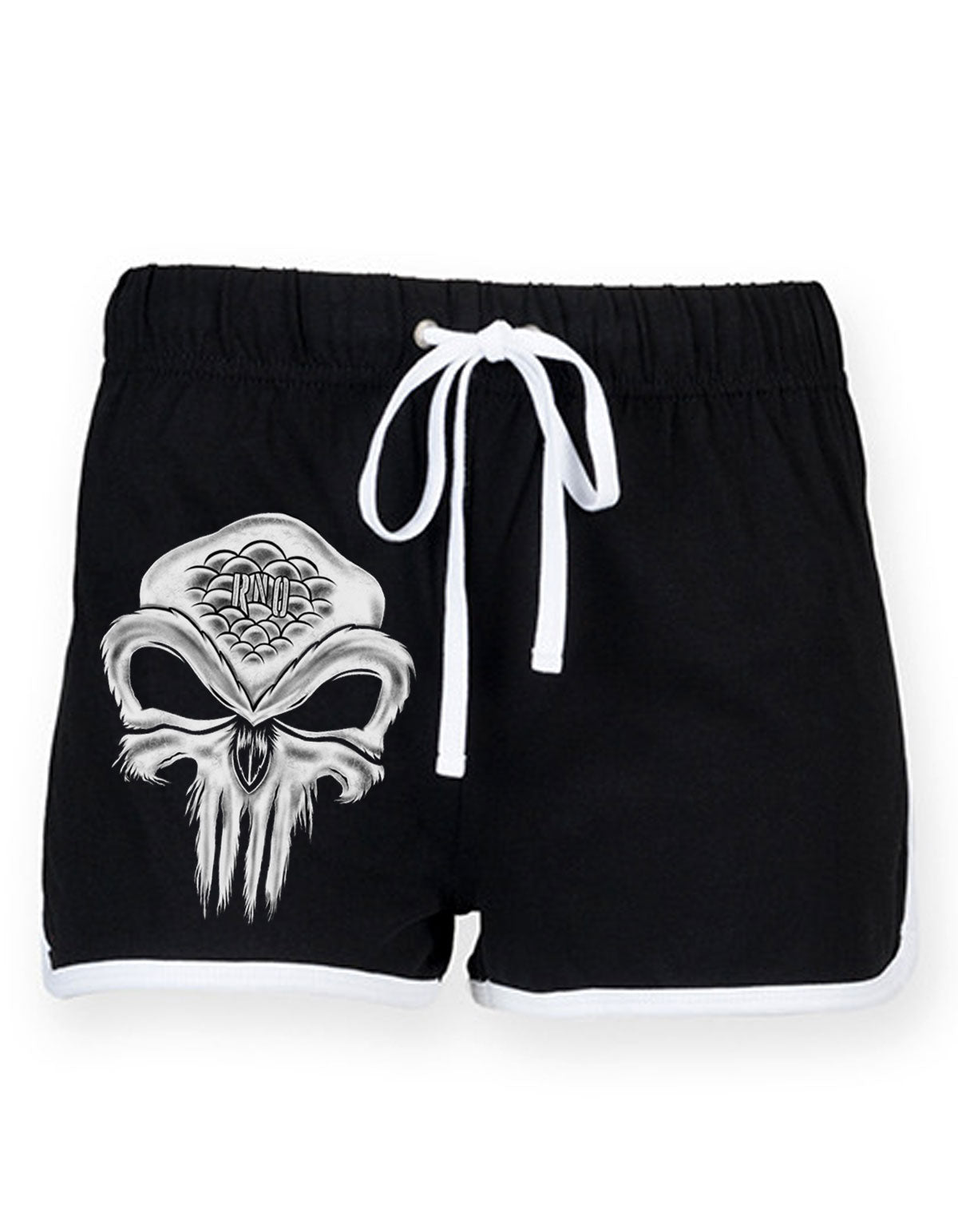 RETROSHORT LADY OWLISHER SKULL BLACK/WHITE