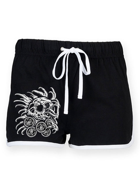 RETROSHORT LADY SKULLNCOINS BLACK/WHITE