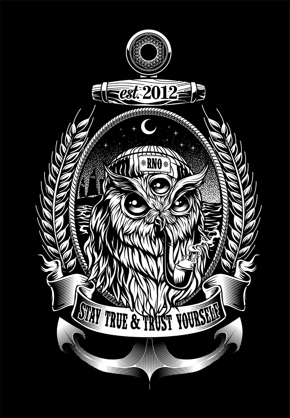 CREWNECK SAILOROWL BLACK UNI