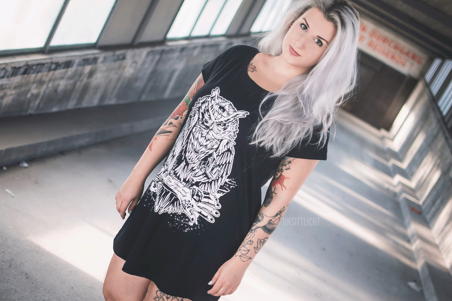 KLEID TATTOOOWL LOOSE FIT LADY BLACK