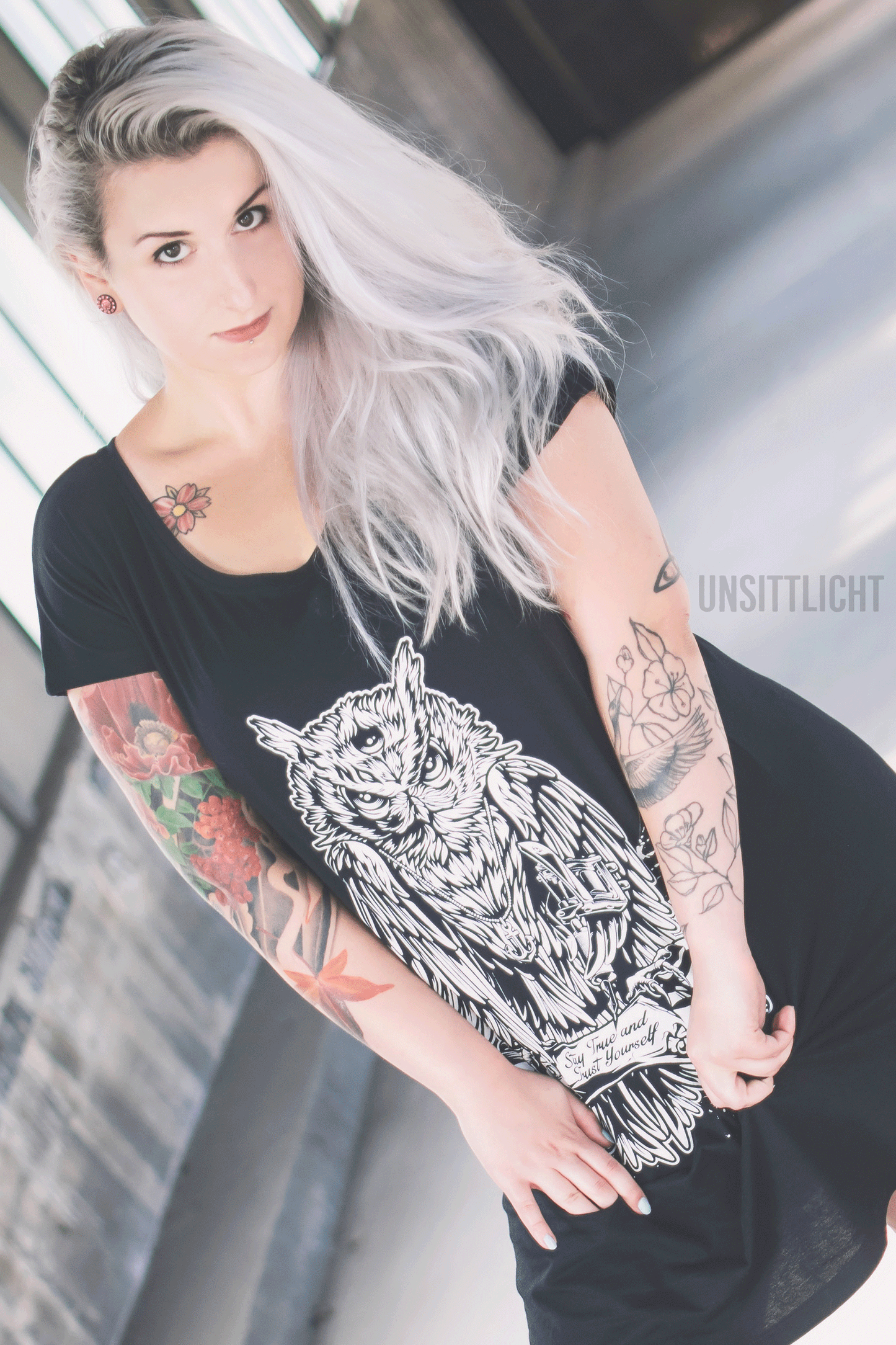 KLEID TATTOOOWL LOOSE FIT LADY BLACK