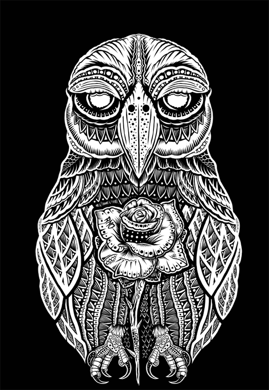 CREWNECK ROSEOWL BLACK UNI