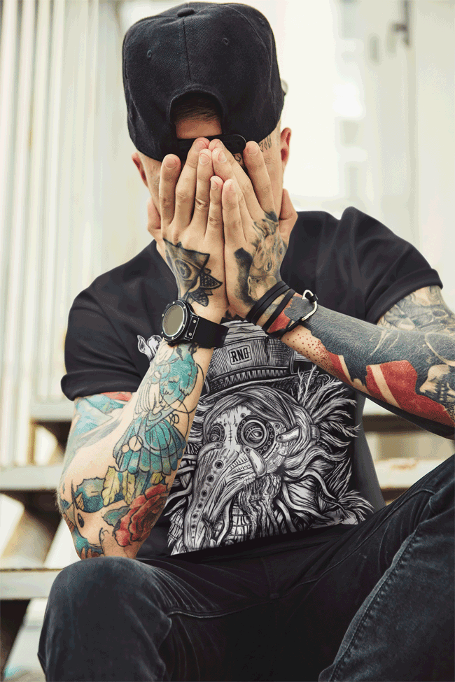 T-SHIRT COWLVID20 MEN BLACK