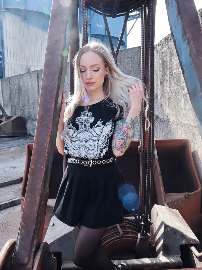 T-SHIRT CROSSED LADIES BLACK