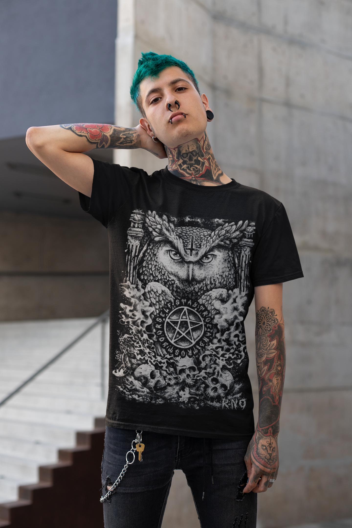 T-SHIRT D-OWL MEN BLACK