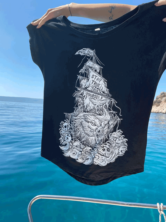 T-SHIRT BLACK OWL LADIES BLACK