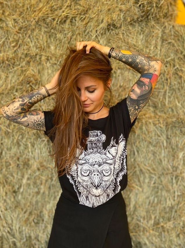 T-SHIRT CROSSED LADIES BLACK