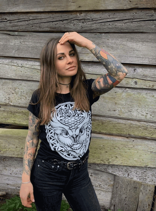 T-SHIRT CIRCLE FLOWLER LADIES BLACK