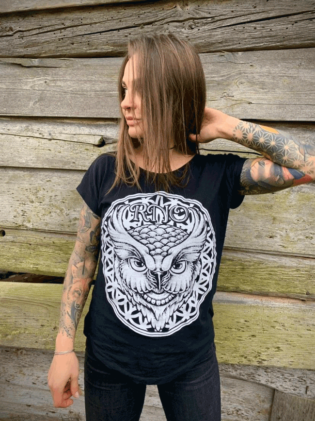 T-SHIRT CIRCLE FLOWLER LADIES BLACK