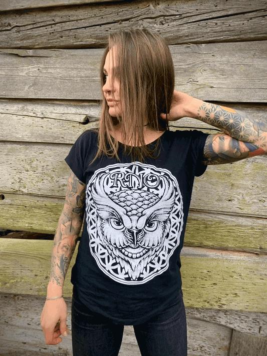 T-SHIRT CIRCLE FLOWLER LADIES BLACK