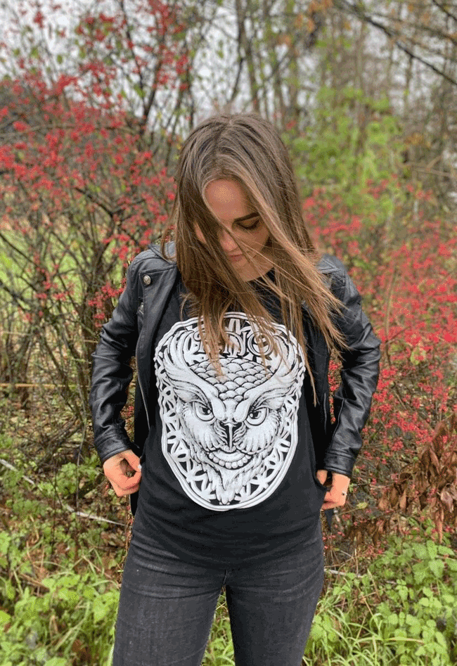 T-SHIRT CIRCLE FLOWLER LADIES BLACK