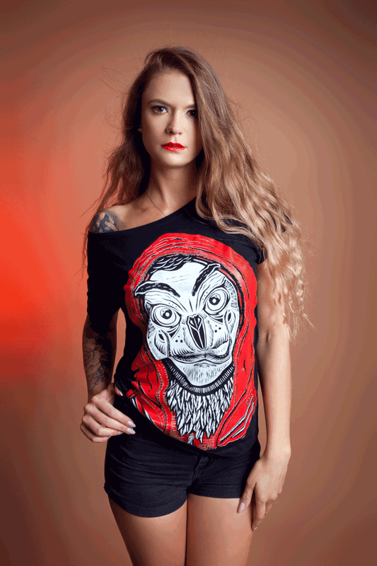 T-SHIRT HOUSE OF OWLS LADIES BLACK