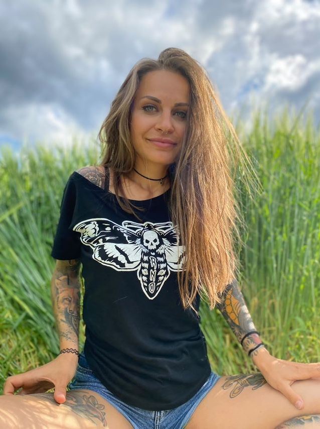 T-SHIRT MOTH LADIES BLACK