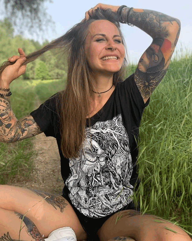 T-SHIRT S-OWL LADIES BLACK