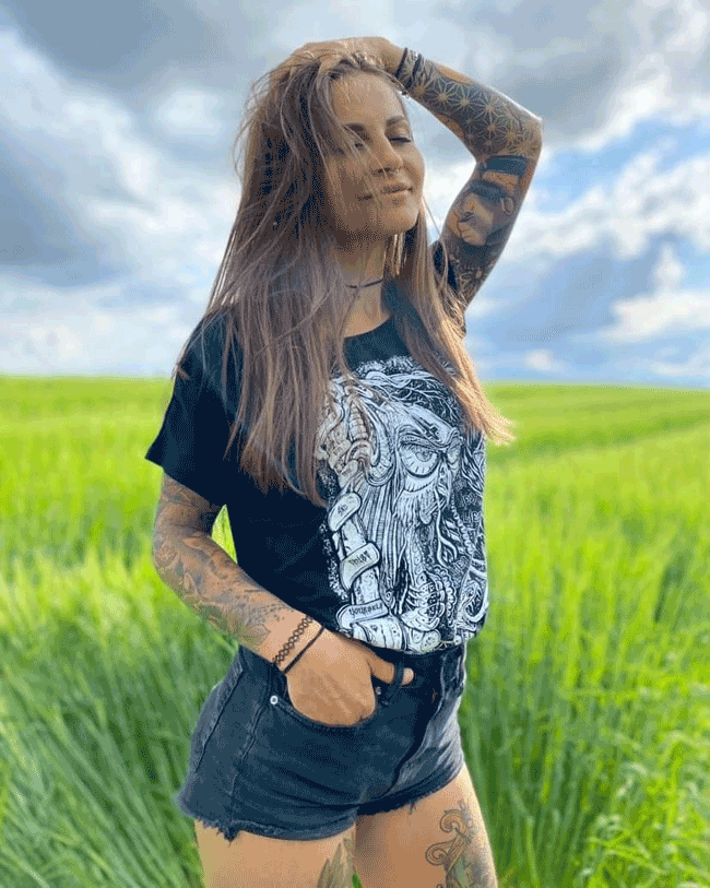 T-SHIRT S-OWL LADIES BLACK