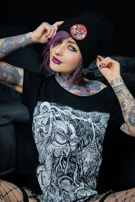 T-SHIRT S-OWL LADIES BLACK