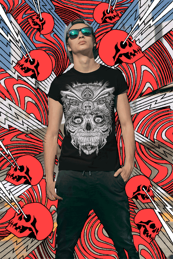 T-SHIRT SKOWLHEAD MEN BLACK