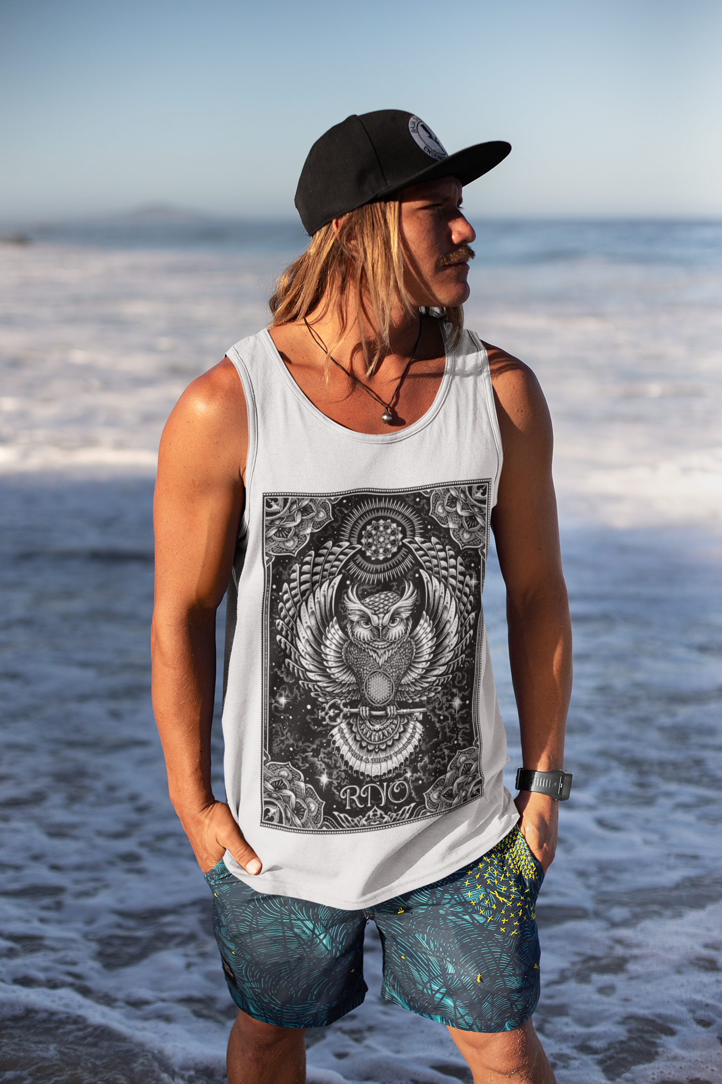 TANKTOP FLOWLER OF LIFE MEN WHITE