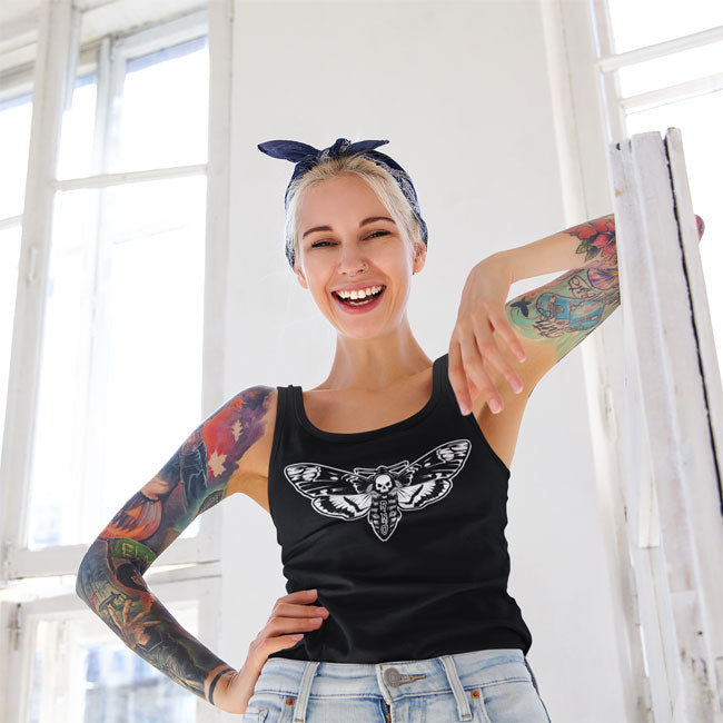 TANKSHIRT LONG LADY MOTH BLACK