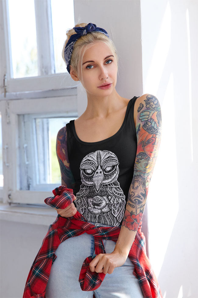 TANKSHIRT LADY ROSEOWL BLACK