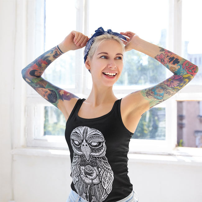 TANKSHIRT LADY ROSEOWL BLACK