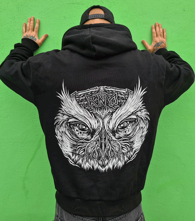 HOODIE BIG OWL BLACK UNI