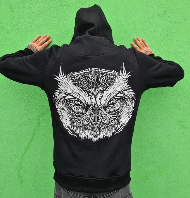ZIPPER BIG OWL BLACK UNI