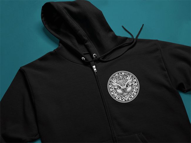 ZIPPER CIRCLE FLOWLER BLACK UNI